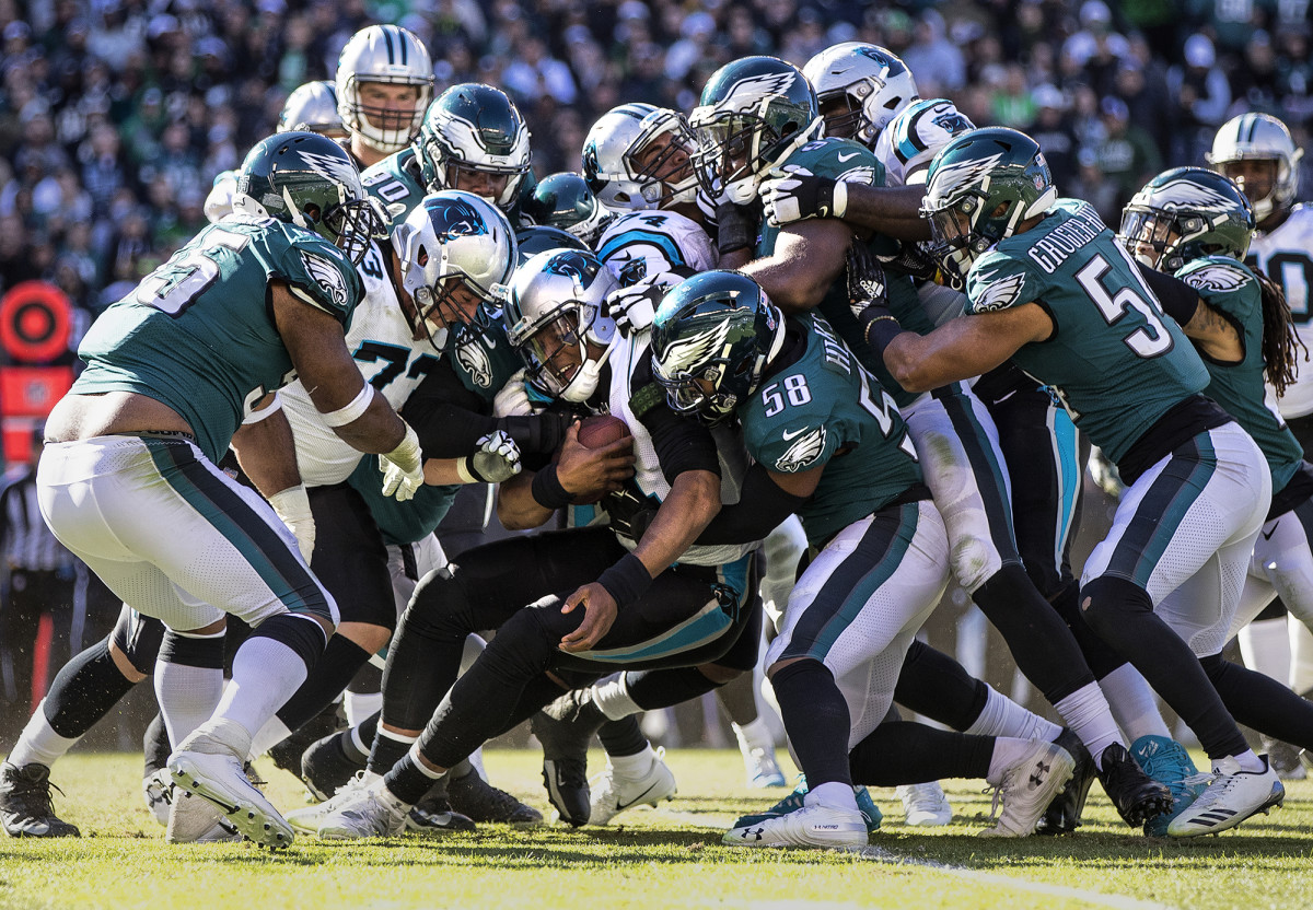 Carolina Panthers QB Cam Newton against the Philadelphia Eagles at Lincoln Financial Field