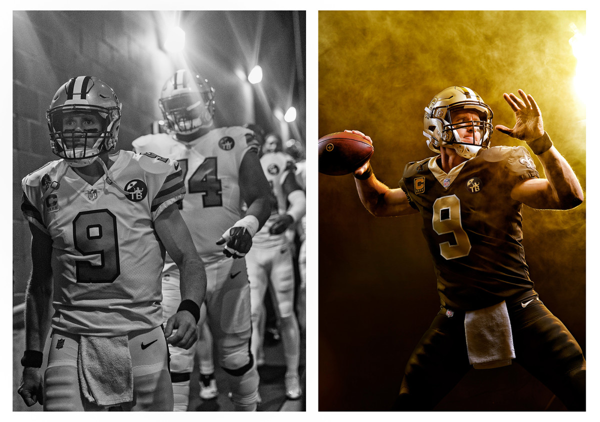 Saints QB Drew Bress before a game against the New York Giants and posing for a portrait in Metairie, Louisiana.