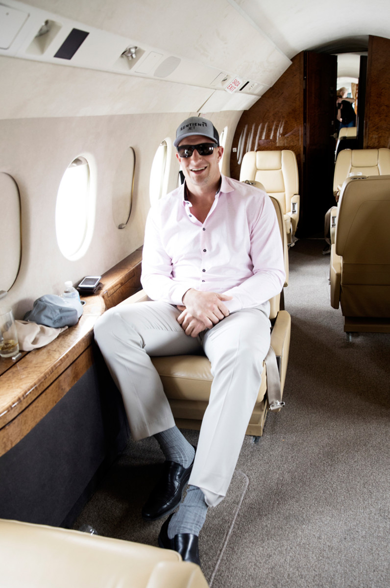 Traveling to the Belmont in style.