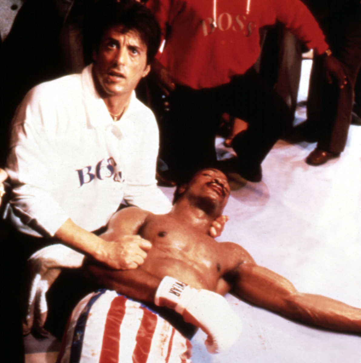 Viktor Drago's father, Ivan, delivered a fatal right hook to Creed's father in Rocky IV, and Apollo died in the ring in Rocky's arms.