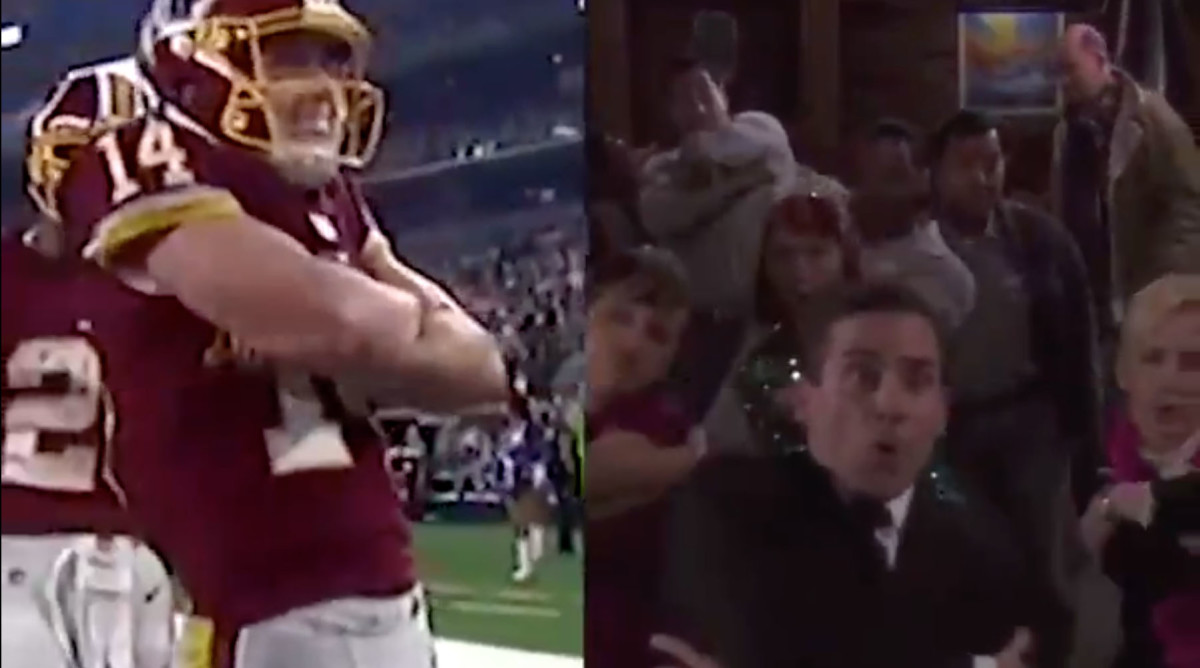Redskins Trey Quinn does The Scarn dance from The Office after TD(01)