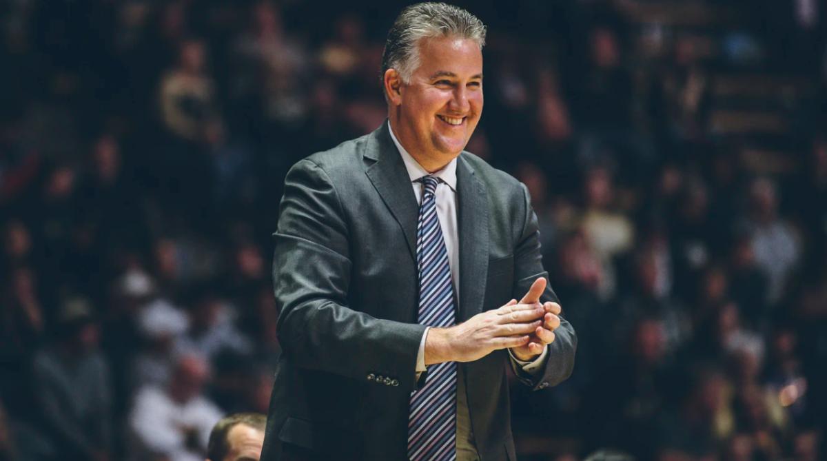 Purdue basketball coach Matt Painter was all smiles during the Boilermakers' 88-59 exhibition win over Souther Indiana Friday night at Mackey Arena. (Photos courtesy Purdue Athletics, Charles Jischke and Larissa Leck.)