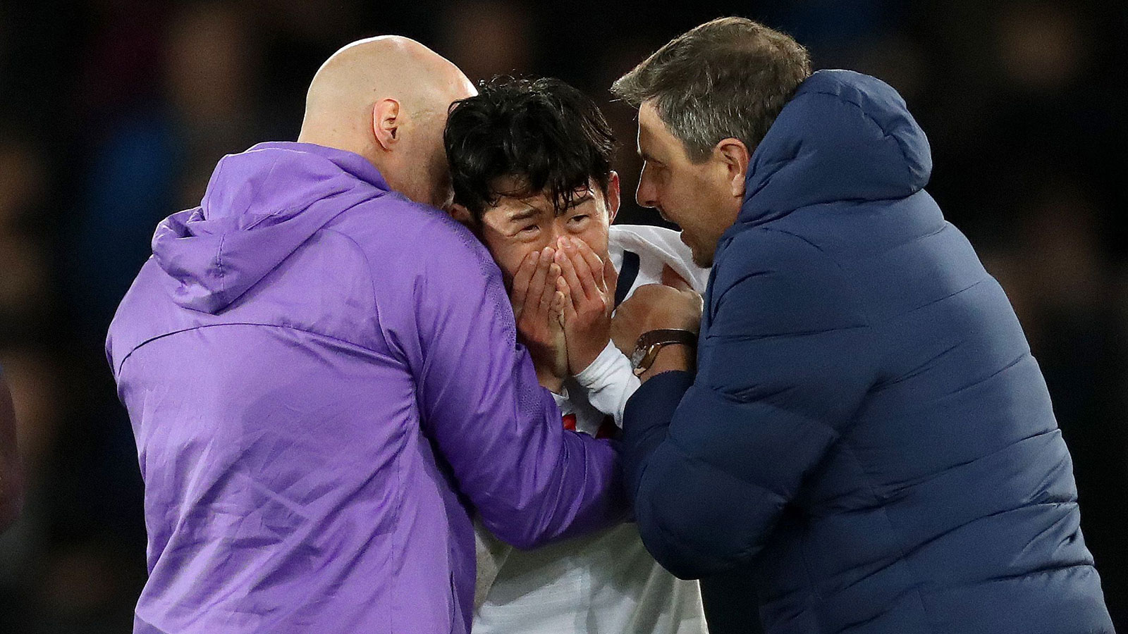 Son Heung-min cries after injuring Andre Gomes