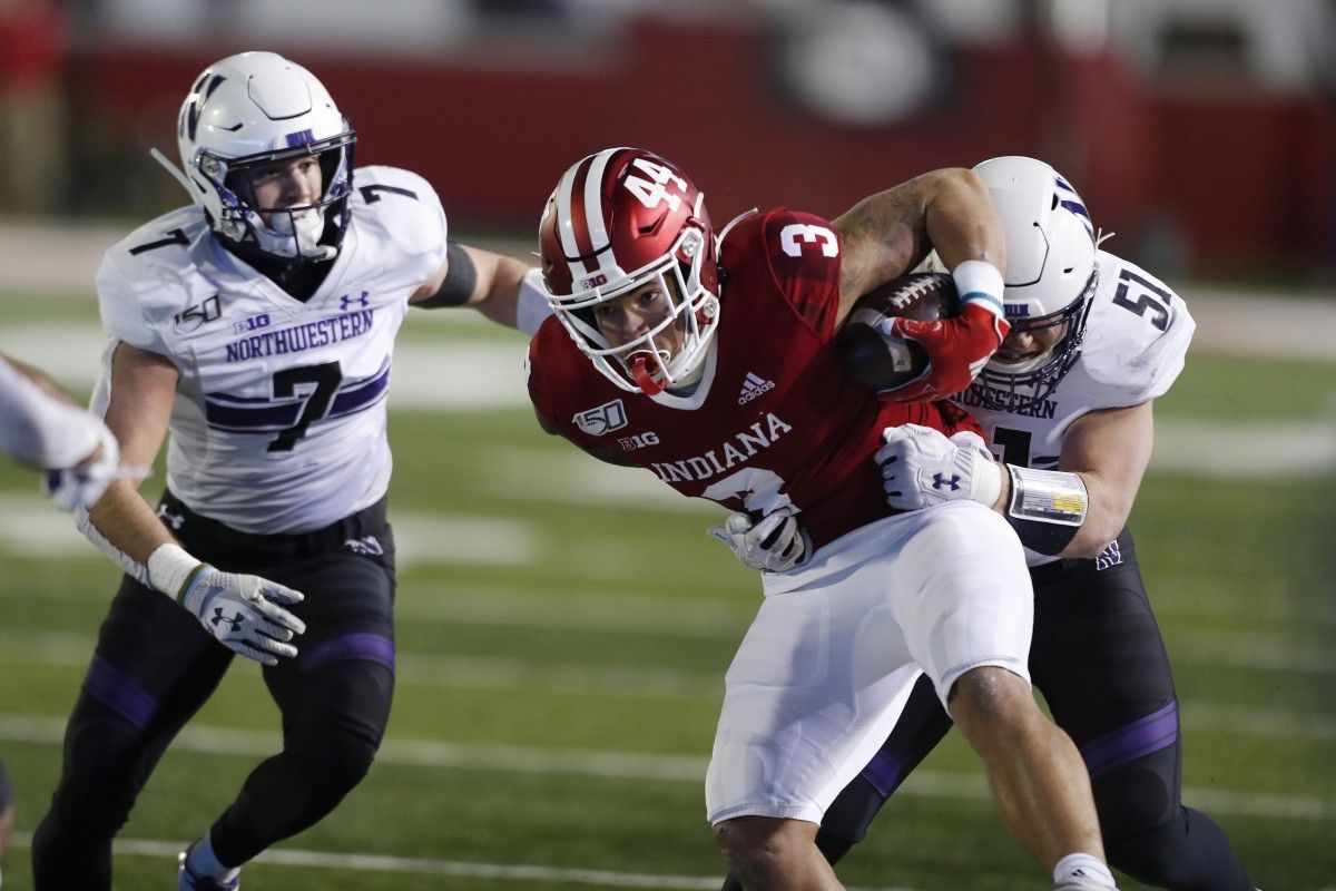 Ty Fryfogle (3) and the Indiana offense topped 30 points for the sixth game in a row on Saturday night against Northwestern at Memorial Stadium in Bloomington. (USA TODAY)