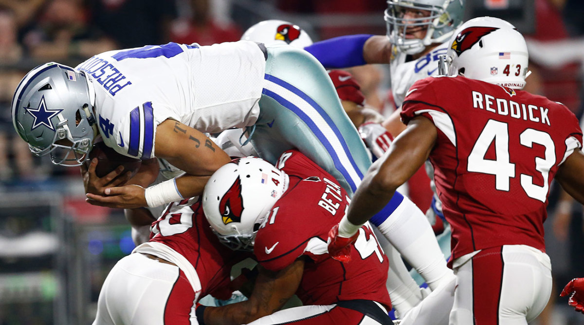 Dak Prescott threw for only 183 yards Monday night, but efficient passing and a running score by the Cowboys QB helped Dallas get back on track with a win.