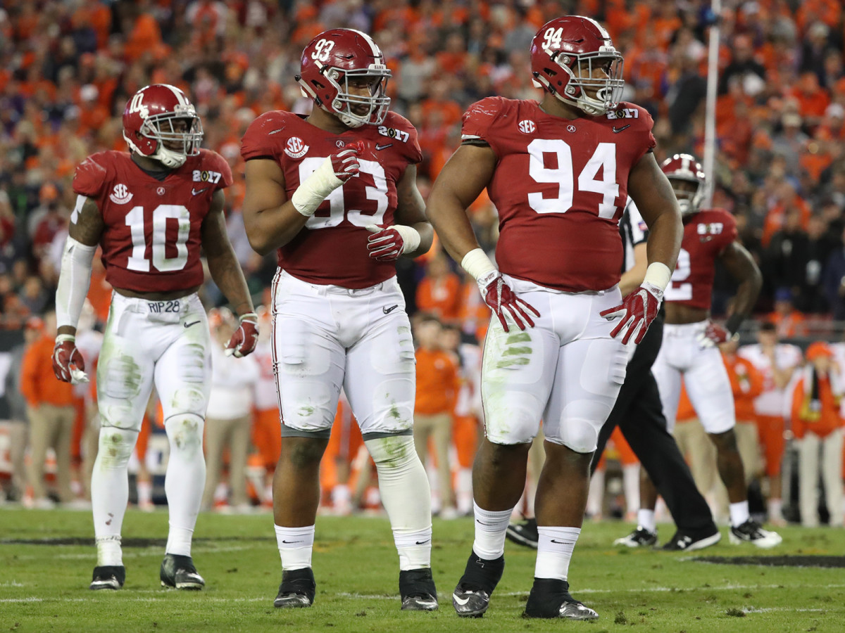 Da'Ron Payne (94) is among the five-stars expected to pick up where 2017 first-round picks Reuben Foster (10) and Jonathan Allen (93) left off on Saban's dominant defense.