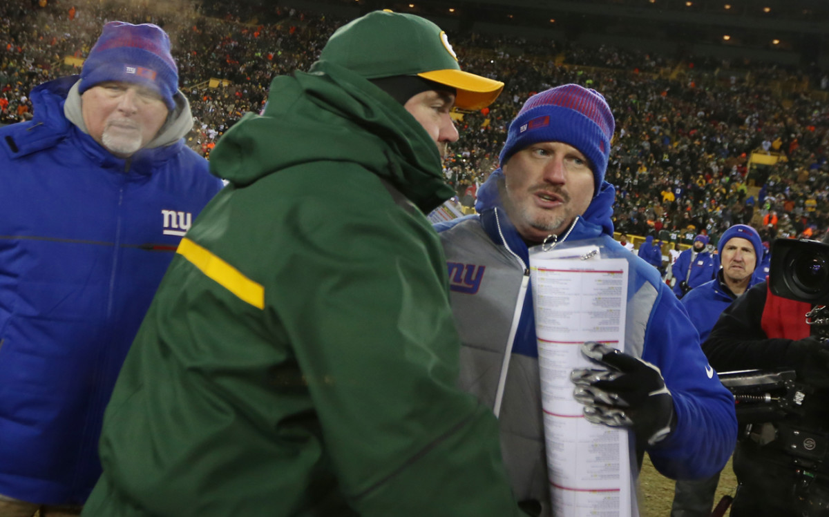 McAdoo with his mentor McCarthy after the Giants-Packers wild-card game last January.