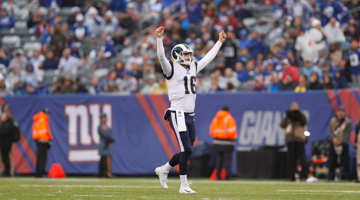 Jared Goff set career highs in passing yards (311) and touchdowns (four) in Sunday’s 51-17 blowout win over the Giants in New Jersey.