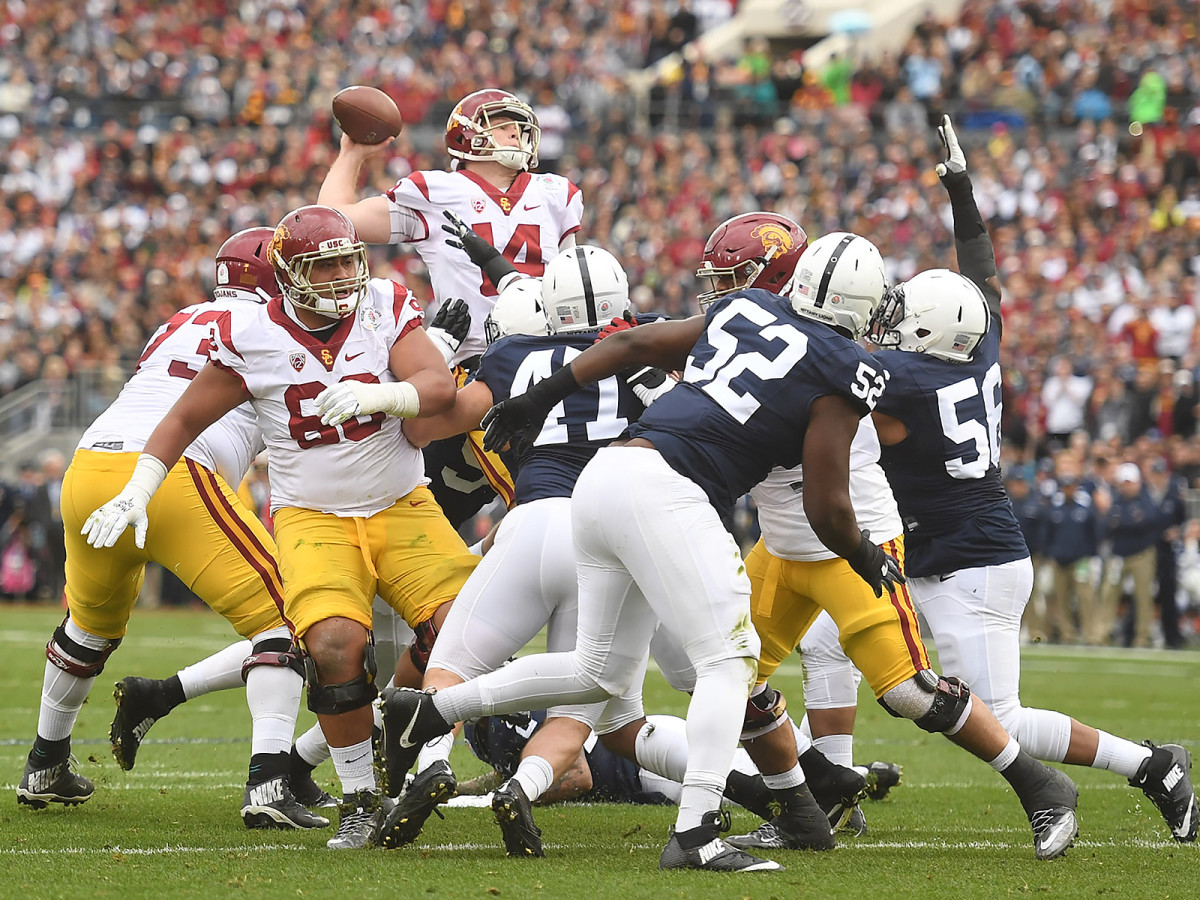 Darnold (14) rose to the challenge just when Penn State appeared primed to take control of the Rose Bowl, finishing with 453 yards and five touchdowns.