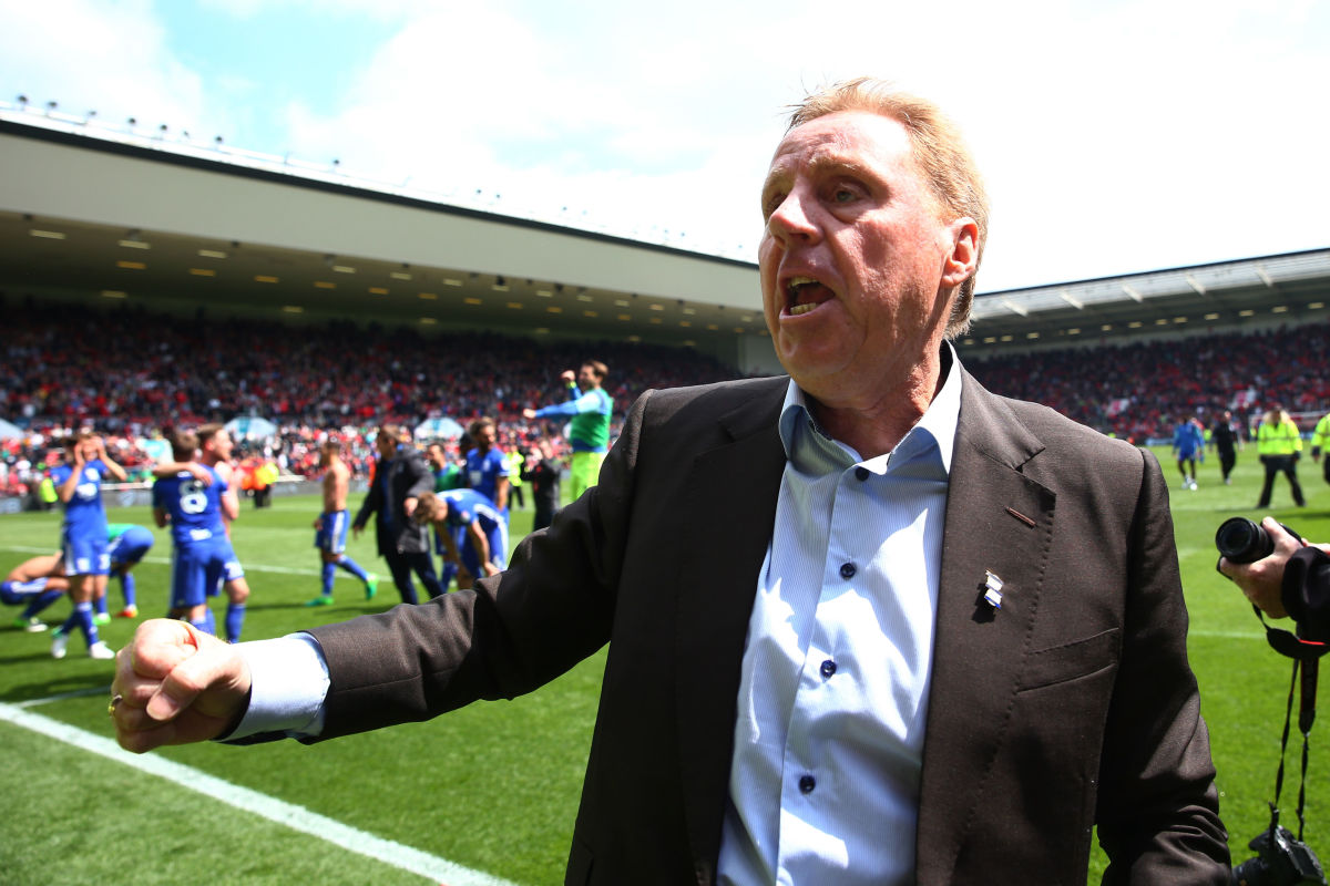 BRISTOL, ENGLAND - MAY 07: Harry Redknapp, Manager of Birmingham City celebrates after his side avoid relegation after the Sky Bet Championship match between Bristol City and Birmingham City at Ashton Gate on May 7, 2017 in Bristol, England.  (Photo by Michael Steele/Getty Images)