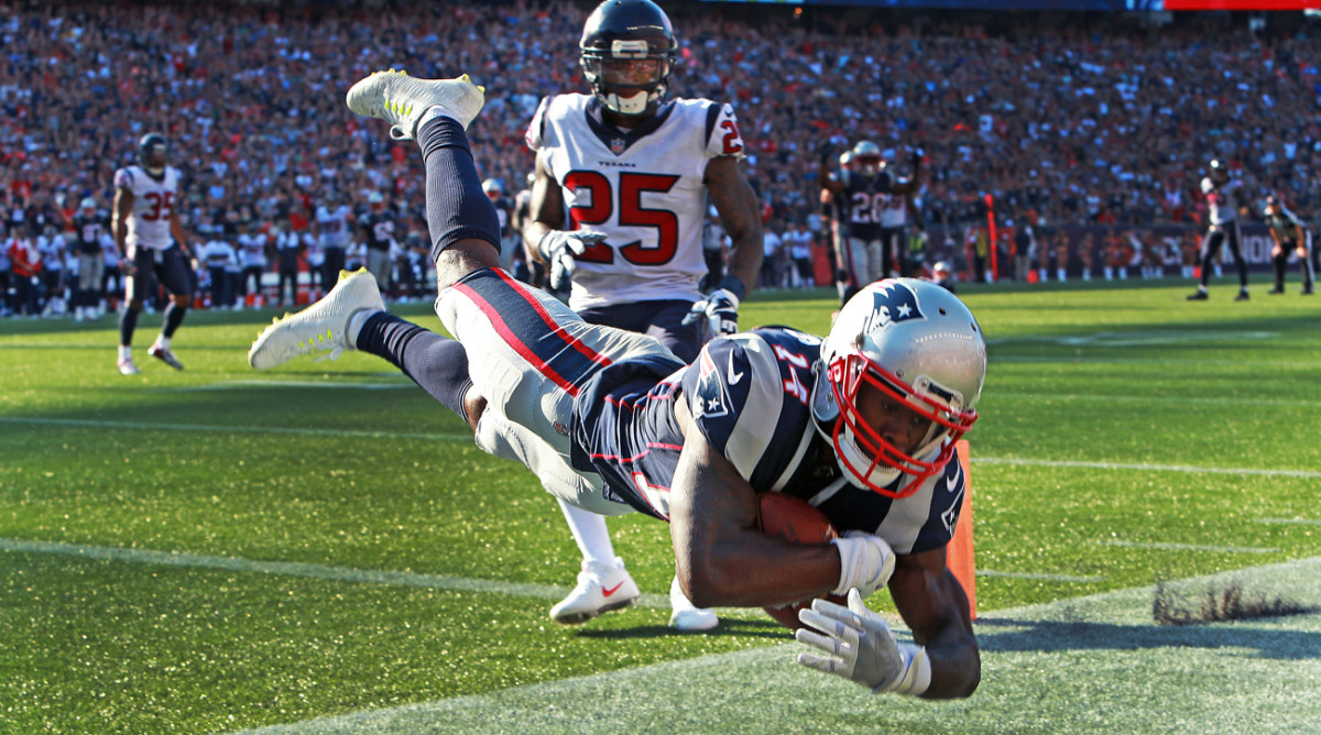 Through three games as a Patriot, Brandin Cooks has 10 catches for 256 yards and two touchdowns, including this toe-tapping game-winner Sunday against the Texans.