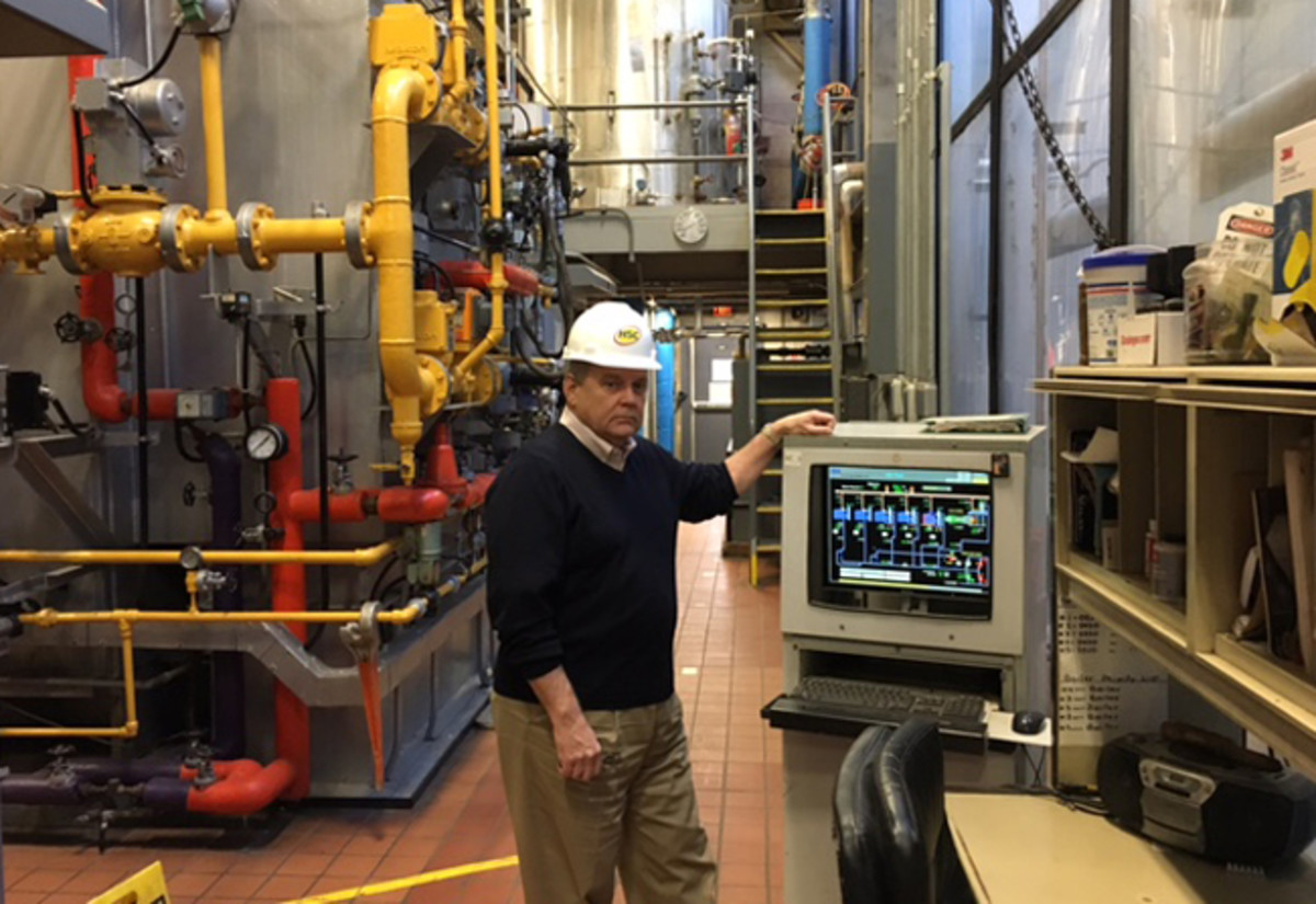 Jeff Lindberg inside the Hartford steam plant.