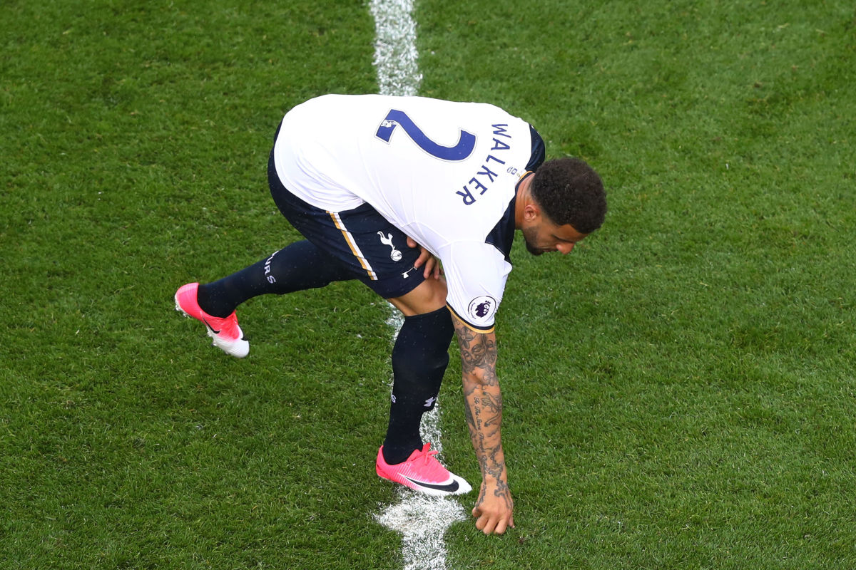 LONDON, ENGLAND - MAY 14: Kyle Walker of Tottenham Hotspur during the Premier League match between Tottenham Hotspur and Manchester United at White Hart Lane on May 14, 2017 in London, England. Tottenham Hotspur are playing their last ever home match at White Hart Lane after their 118 year stay at the stadium. Spurs will play at Wembley Stadium next season with a move to a newly built stadium for the 2018-19 campaign.  (Photo by Clive Rose/Getty Images)
