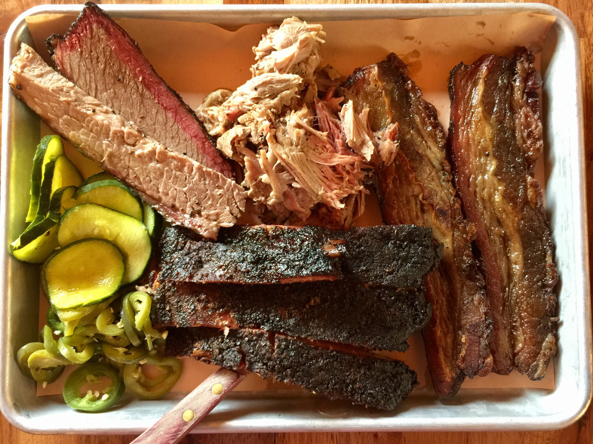 Ribs, pulled pork, brisket and beef bacon from Jack's BBQ in Seattle.