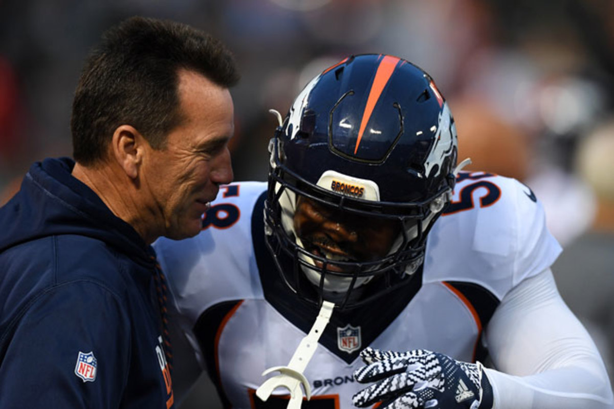 Gary Kubiak and Broncos linebacker Von Miller.