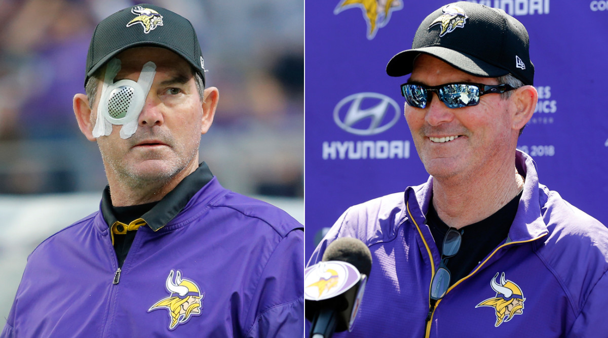 Vikings coach Mike Zimmer has undergone eight procedures to correct the eye problems he endured last season.