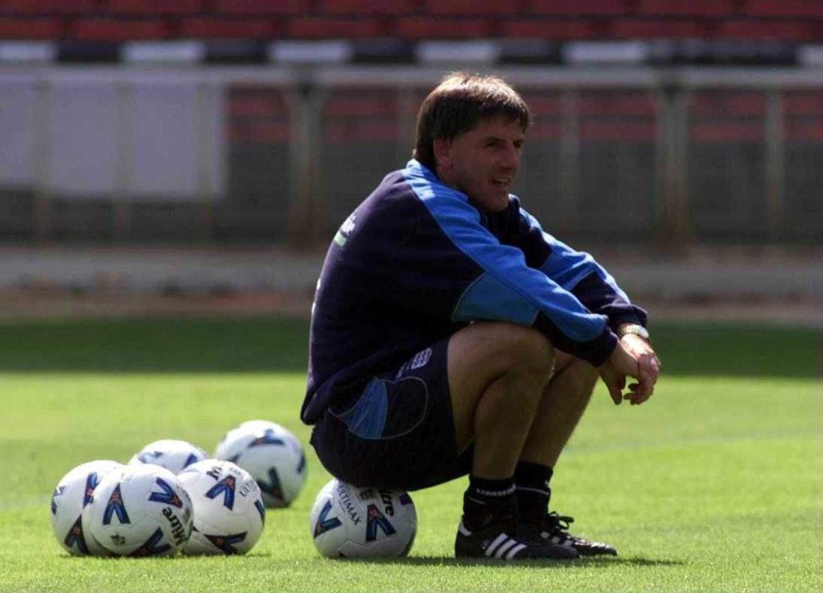 2 Sep 1999:  England coach Peter Beardsley relaxes during preparation for the Euro 2000 qualifier against Luxembourg at Wembley Stadium, London. Mandatory Credit: Laurence Griffiths/ALLSPORT