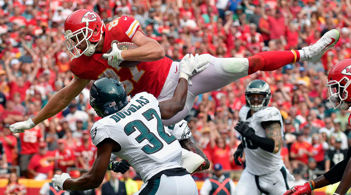 Tight end Travis Kelce's leaping go-ahead touchdown was the highlight of a wild win for Kansas City.