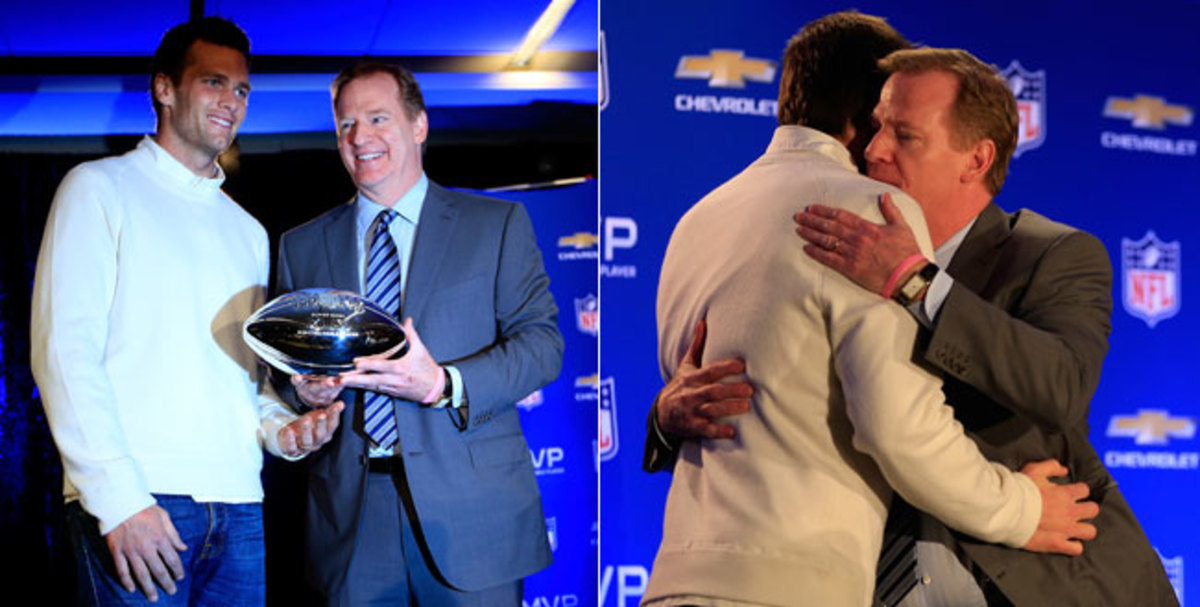 Recently, Roger Goodell has said "it would be an honor" to present Tom Brady the Lombardi Trophy, while Brady’s father has said, because of Deflategate, "Somebody that has Roger Goodell’s ethics doesn’t belong on any stage that Tom Brady is on." In February 2015, the NFL commissioner embraced Brady, who was named MVP of Super Bowl 49 just weeks after the initial allegations.