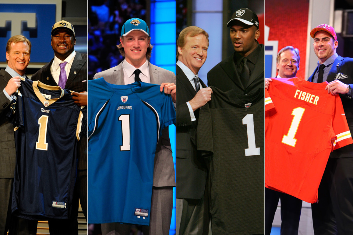 The draft offers hope for the future, but there’s no guarantee of success. (From left: Jason Smith, Blaine Gabbert, JaMarcus Russell and Eric Fisher.)