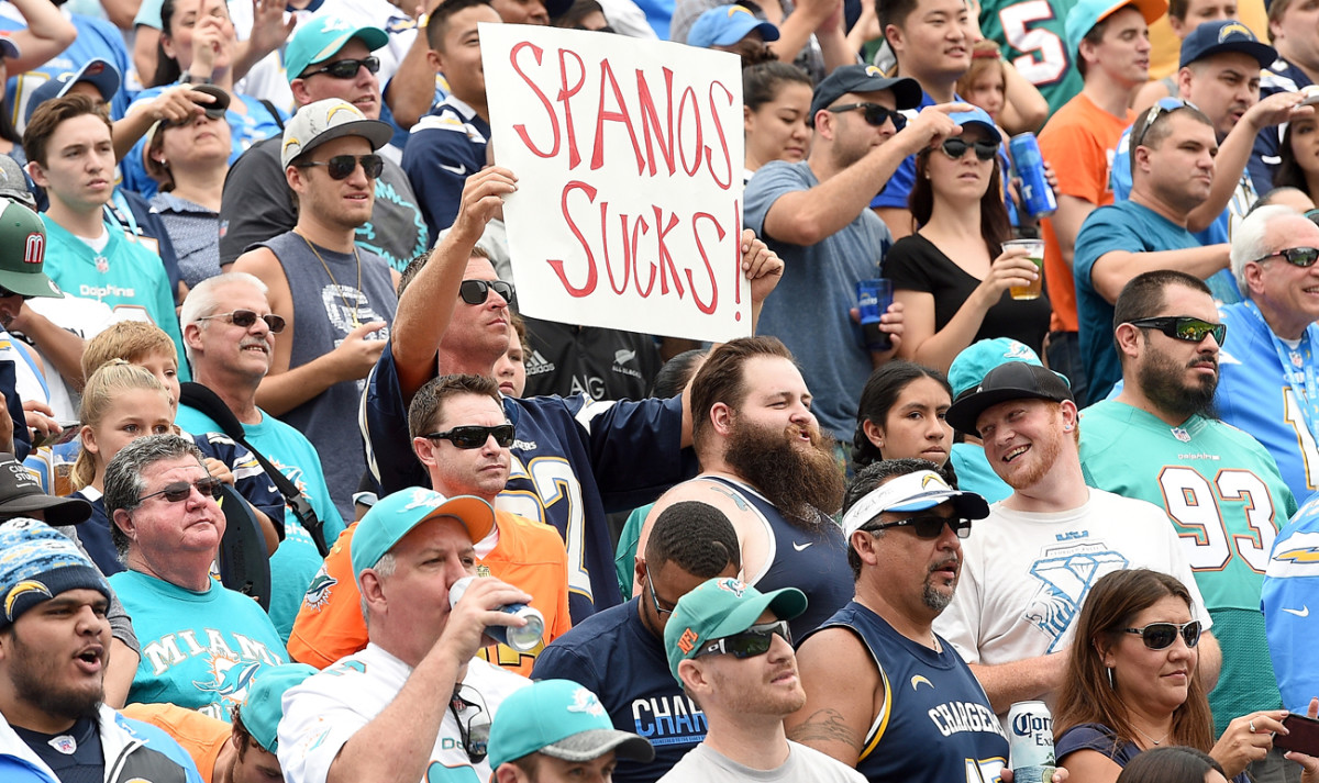 The Chargers fans that have made the trip to L.A. are not shy with sharing their opinion on the team’s move.