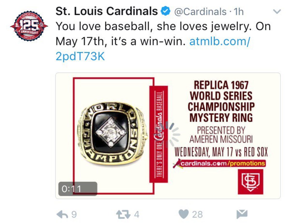 1967 St. Louis Cardinals World Series Championship Ring