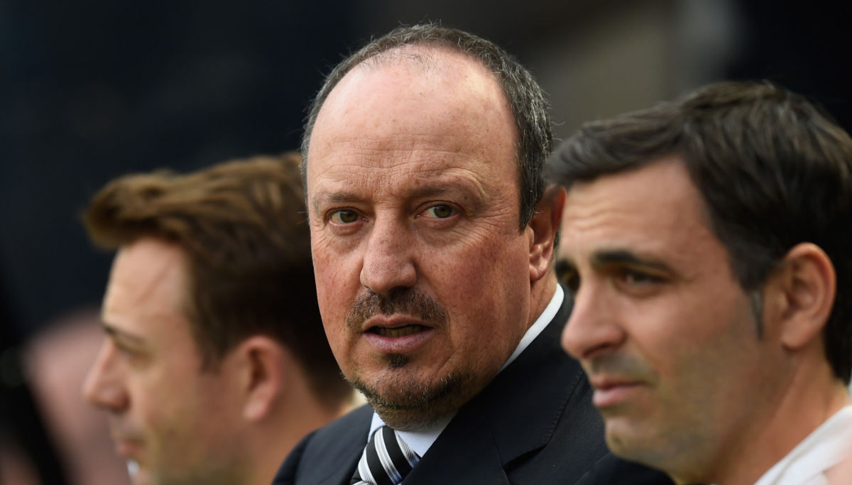 NEWCASTLE UPON TYNE, ENGLAND - MAY 15:  Newcastle manager Rafa Benitez chats with assistant Fabio Pecchia (r) before the Premier League match between Newcastle United and Tottenham Hotspur at St James' Park on May 15, 2016 in Newcastle upon Tyne, England.  (Photo by Stu Forster/Getty Images)