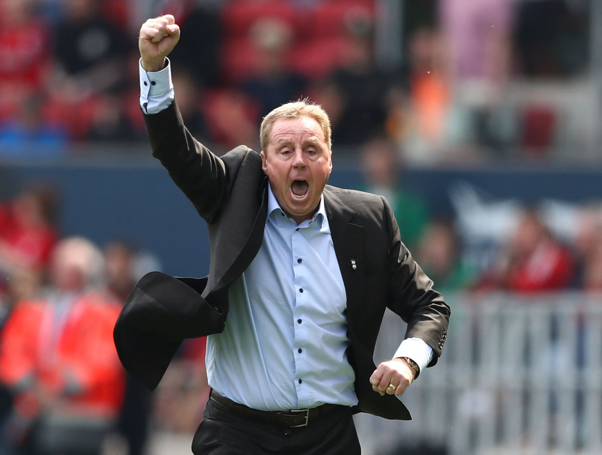 BRISTOL, ENGLAND - MAY 07:  Harry Redknapp, Manager of Birmingham City celebrates after his side avoid relegation after the Sky Bet Championship match between Bristol City and Birmingham City at Ashton Gate on May 7, 2017 in Bristol, England.  (Photo by Michael Steele/Getty Images)