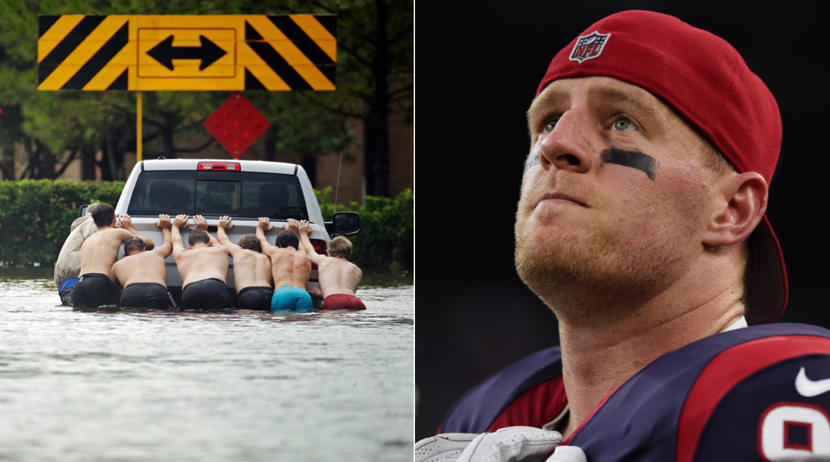While the city of Houston deals with catastrophic flooding, Texans pass rusher J.J. Watt is helping raise money for relief.