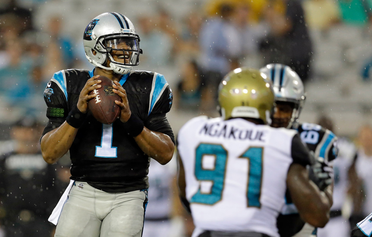 Cam Newton played—briefly—in Week 3 against the Jags, his first game action since offseason shoulder surgery.