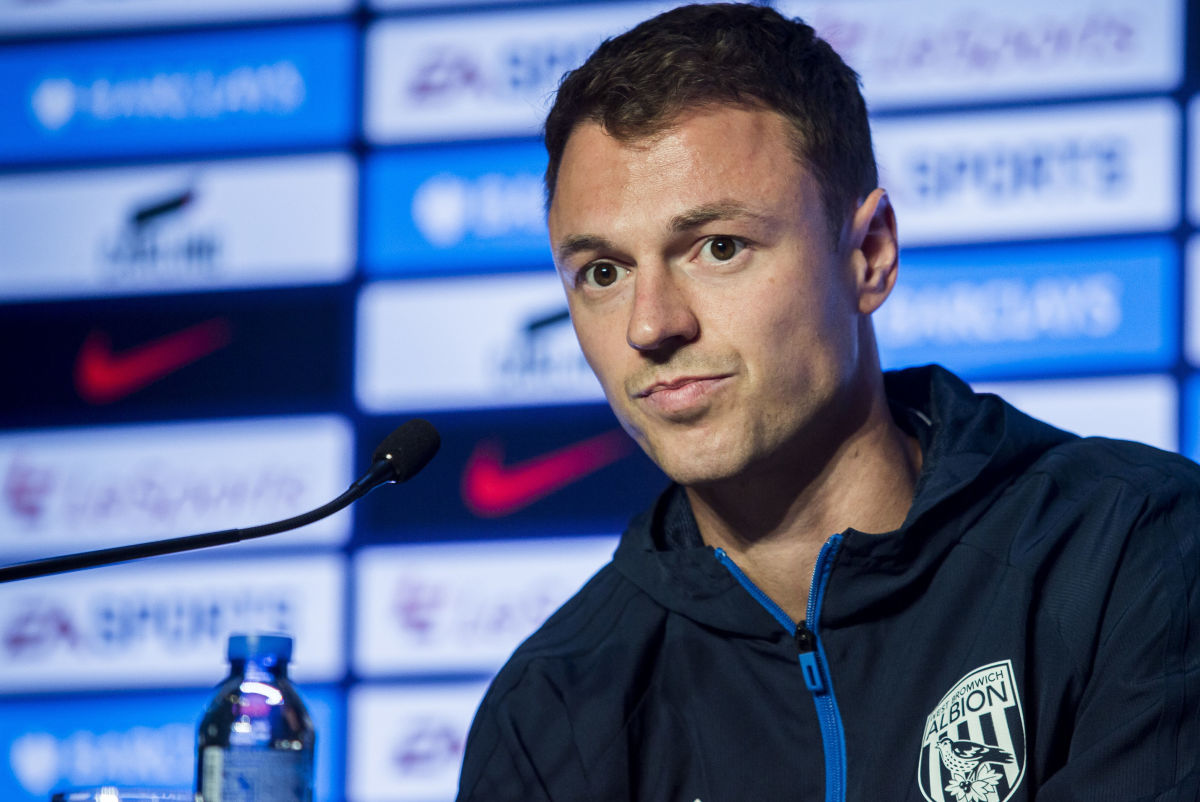 West Bromwich Albion Football Club player Jonny Evans attends a press conference in Hong Kong on July 18, 2017, ahead of the 2017 Premier League Asia Trophy being played on July 19 and 22. / AFP PHOTO / ISAAC LAWRENCE        (Photo credit should read ISAAC LAWRENCE/AFP/Getty Images)