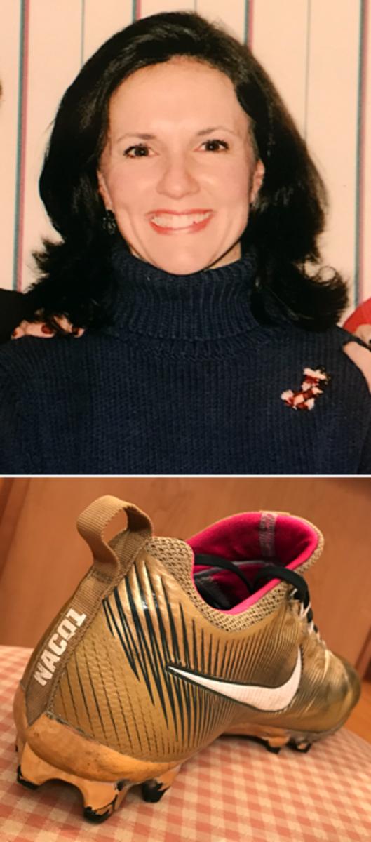 Nancy Clagg died of metastasized breast cancer when her youngest child, Mark, was 4. Now the quarterback and shooting guard at Foxborough High, Mark always wears her initials on his cleats and shoes.