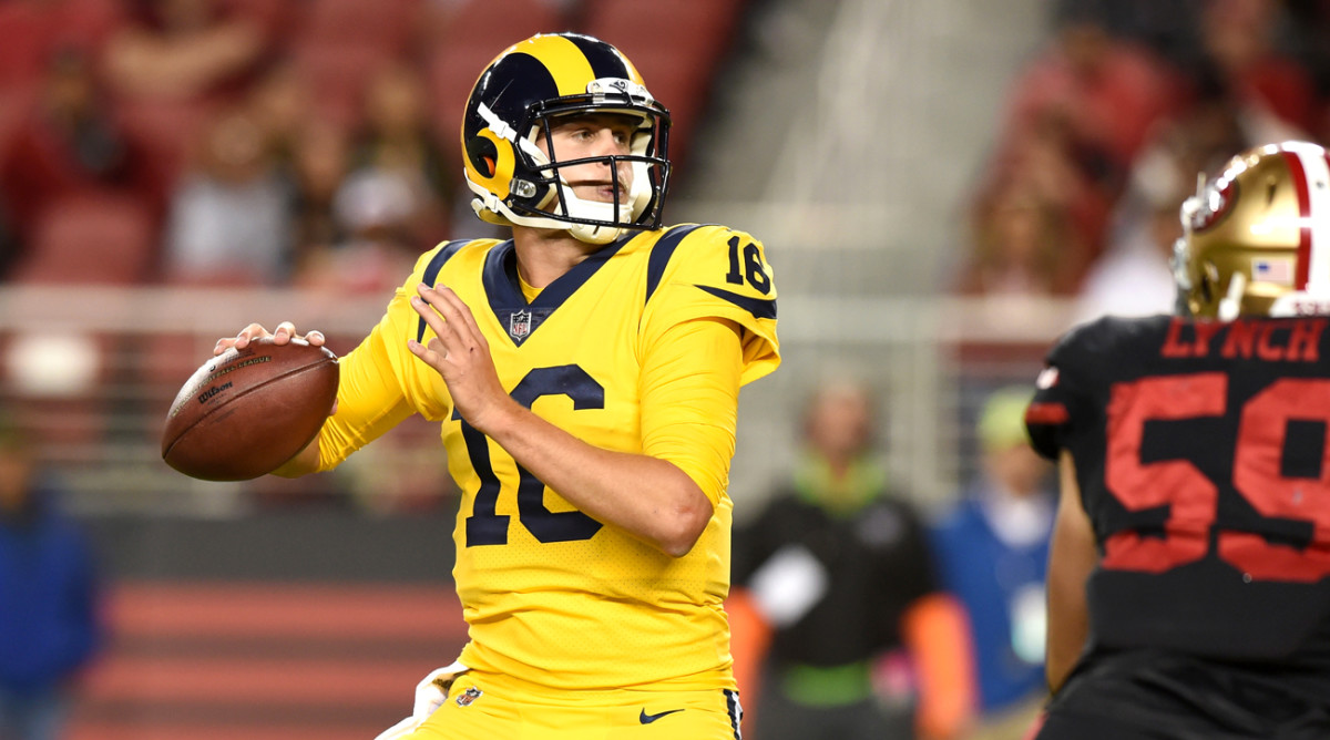 Goff completed 22 of 28 passes, for 292 yards and three TDs, in the Thursday night win in San Francisco.
