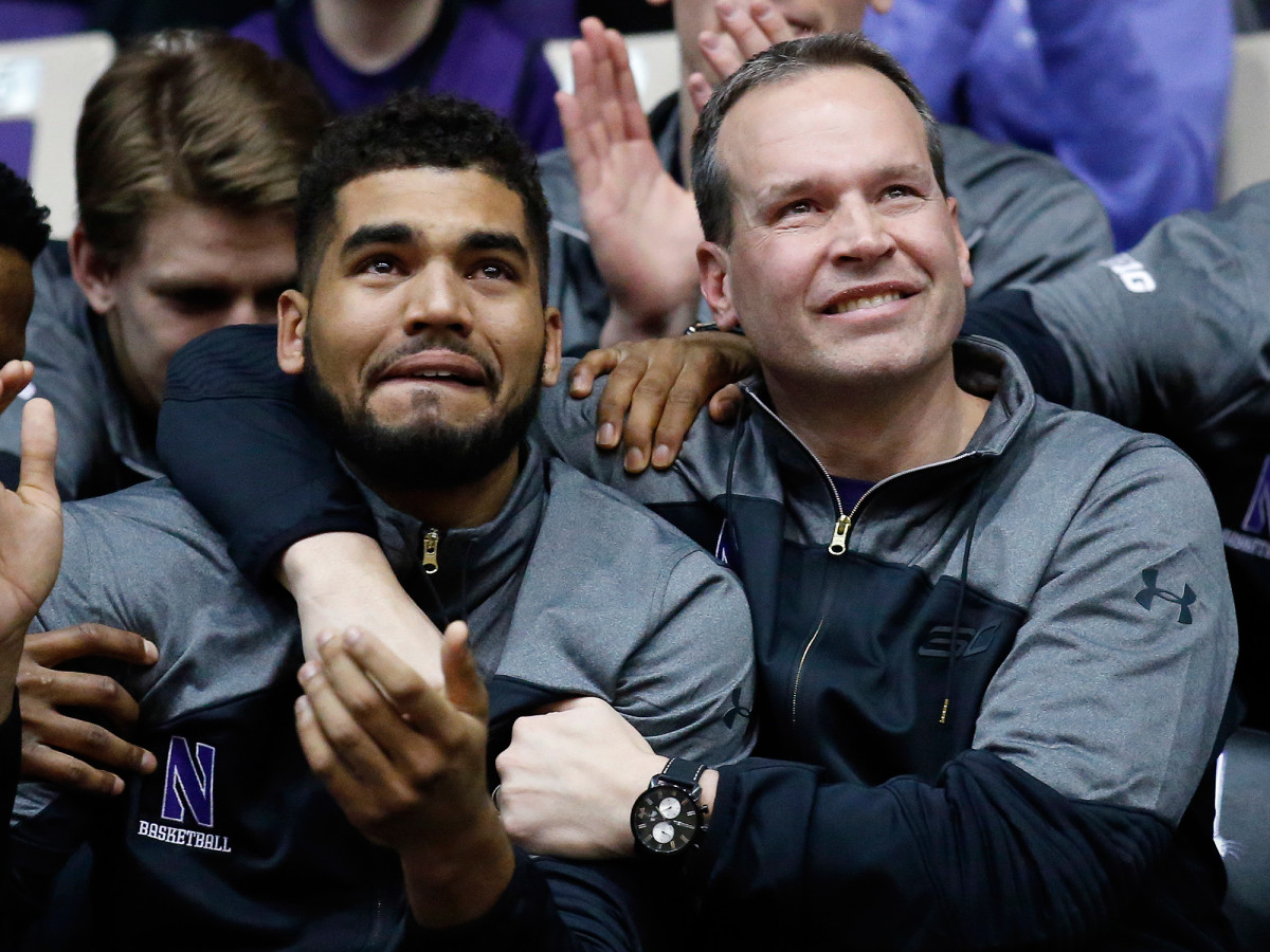 Sanjay Lumpkin with coach Chris Collins at Sunday’s watch party