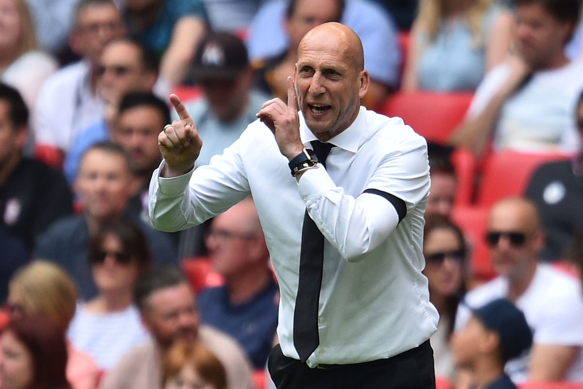 Reading's Dutch manager Jaap Stam gestures on the touchline during the English Championship play-off final football match between Huddersfield Town and Reading at Wembley Stadium in London on May 29, 2017. / AFP PHOTO / Glyn KIRK / NOT FOR MARKETING OR ADVERTISING USE / RESTRICTED TO EDITORIAL USE        (Photo credit should read GLYN KIRK/AFP/Getty Images)