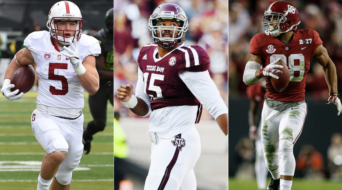 Christian McCaffrey (left), Myles Garrett (center) and O.J. Howard all could be Top 10 NFL draft picks by the time Thursday’s first round is finished.