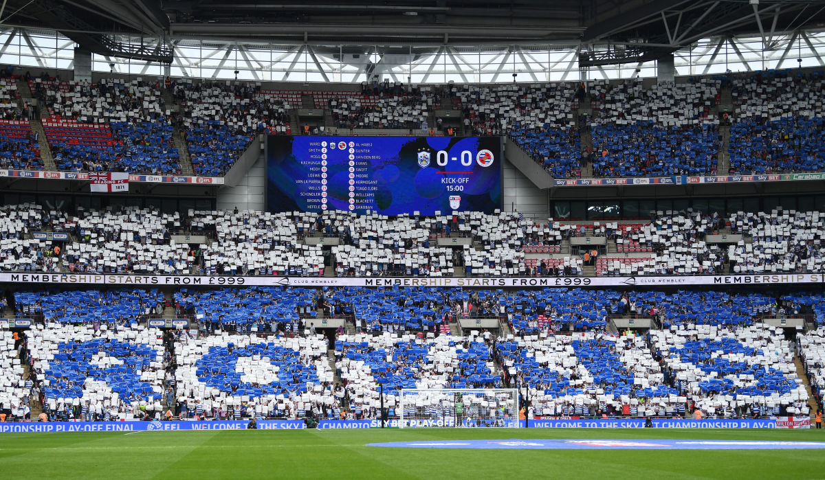 LONDON, ENGLAND - MAY 29:  Reading fans create a visual display prior to the Sky Bet Championship play off final between Huddersfield and Reading at Wembley Stadium on May 29, 2017 in London, England.  (Photo by Gareth Copley/Getty Images)