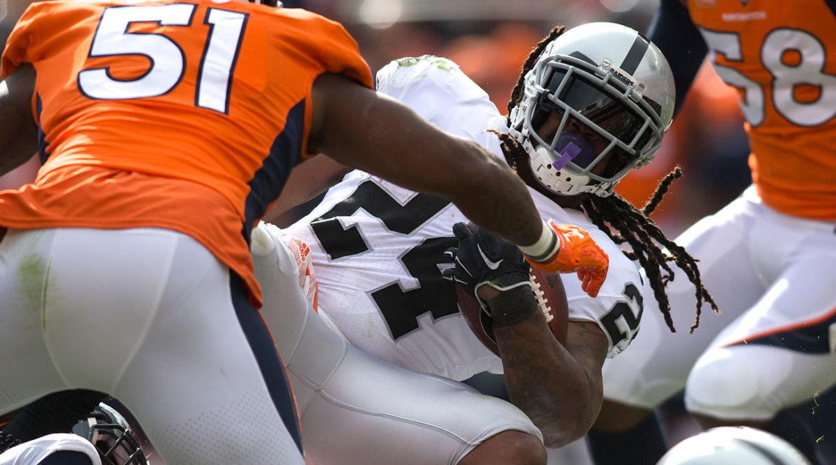 Marshawn Lynch was just the latest runner to be bottled up by the Broncos’ defense.
