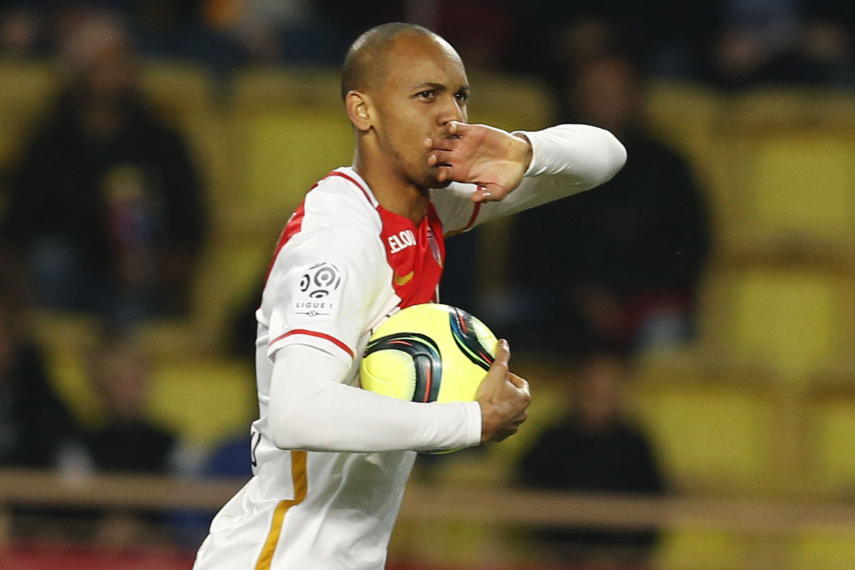 Monaco's Brazilian defender Fabinho (L) celebrates after scoring during the French L1 football match Monaco (ASM) vs Ajaccio (GFCA) on January 9, 2016 at the 'Louis II Stadium' in Monaco.  AFP PHOTO / VALERY HACHE / AFP / VALERY HACHE        (Photo credit should read VALERY HACHE/AFP/Getty Images)