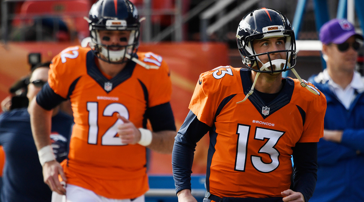 Trevor Siemian (13) went 8-6 in 14 games as the Broncos starter last season. Paxton Lynch was 1-1 in his two starts.