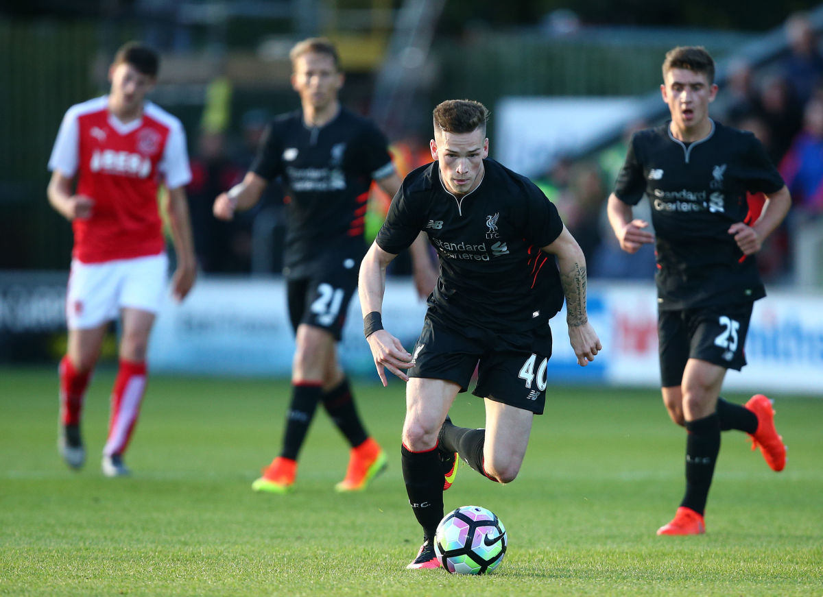 FLEETWOOD, ENGLAND - JULY 13: Ryan Kent of Liverpool during the Pre-Season Friendly match between Fleetwood Town and Liverpool at Highbury Stadium on July 13, 2016 in Fleetwood, England. (Photo by Dave Thompson/Getty Images)