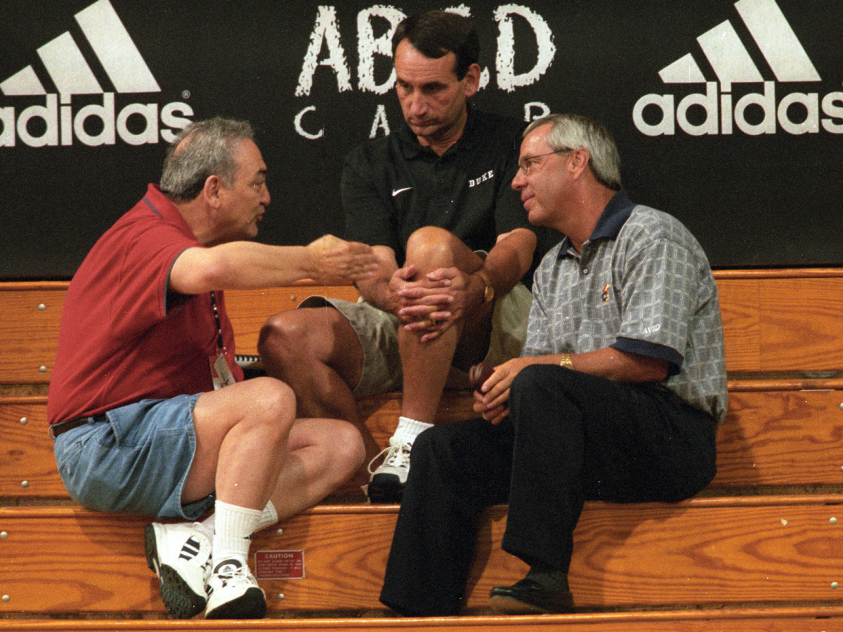 Vaccaro, seen here with Mike Krzyzewski and Roy Williams in 1998, was the pioneer of deals that connected shoe companies and major college programs.