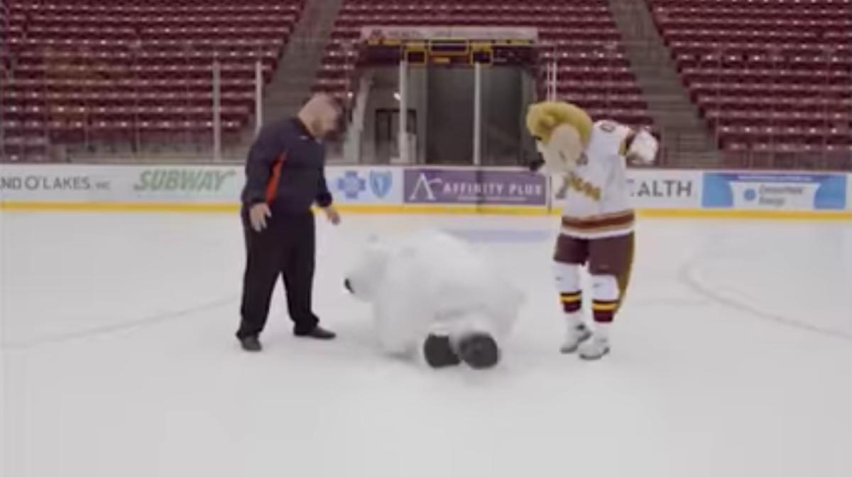 Video Bear mascot slips on ice in commercial outtakes Sports Illustrated
