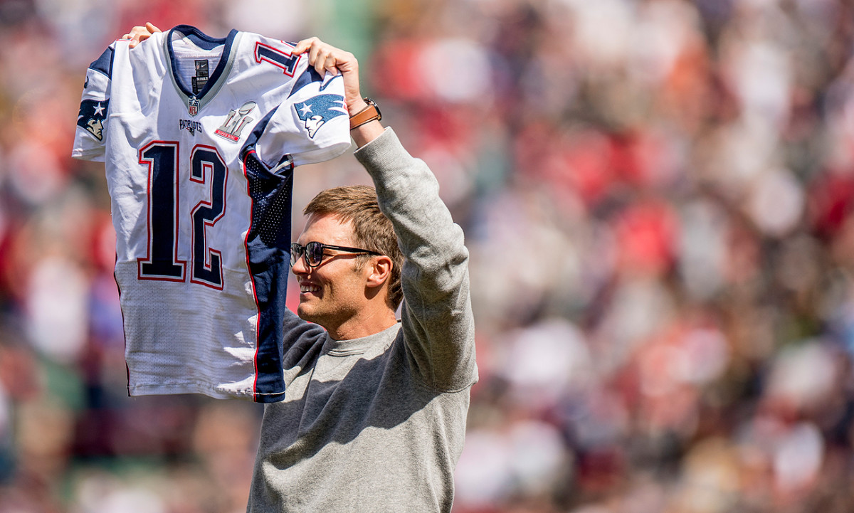 After Tom Brady got back his stolen Super Bowl 51 jersey, he showed it off at Fenway Park for the Boston Red Sox opening day.