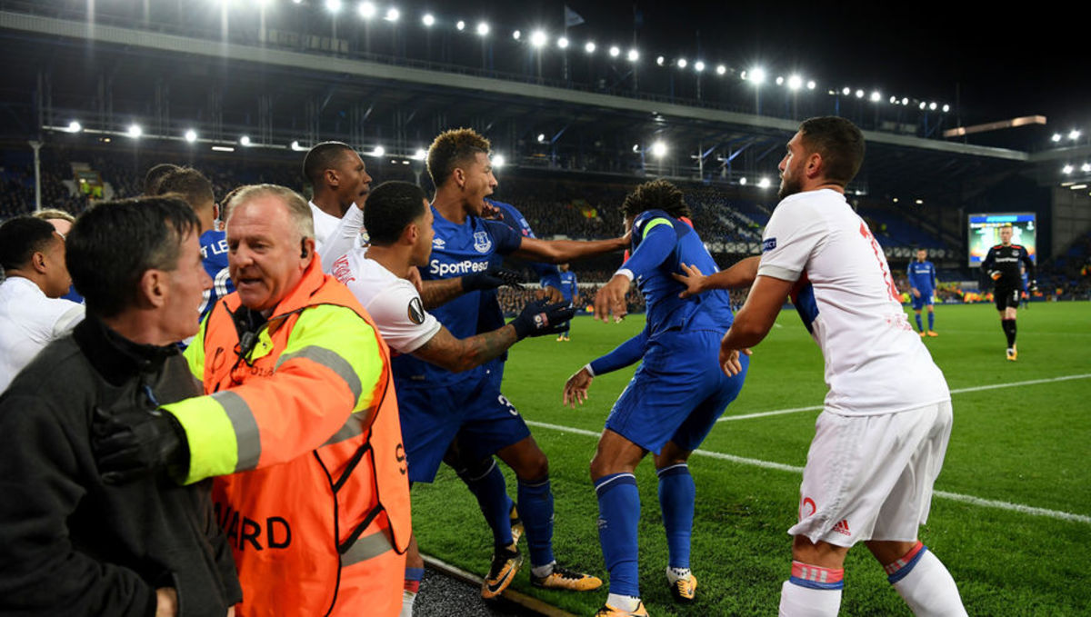 Everton Fan Who Threw Punch at Lyon Goalkeeper Feels 'Ashamed' and