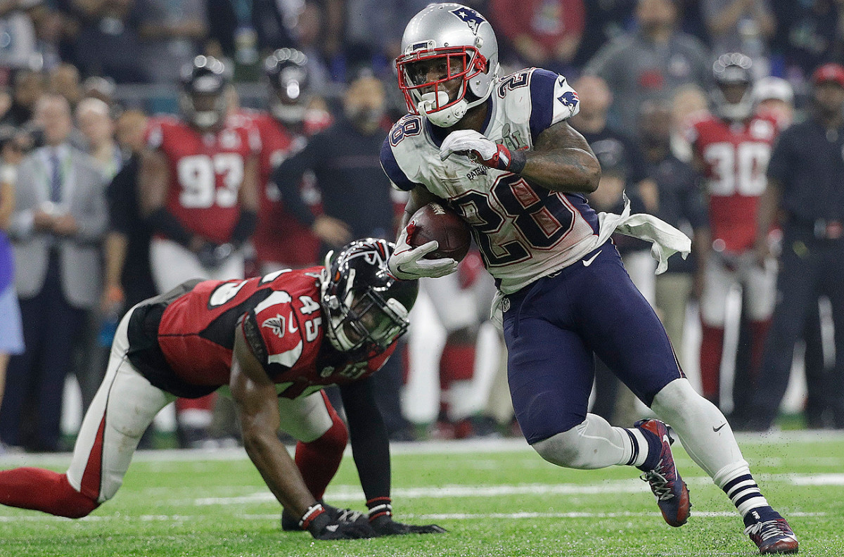 James White was targeted 16 times against the Falcons and finished with 14 receptions, both career highs.