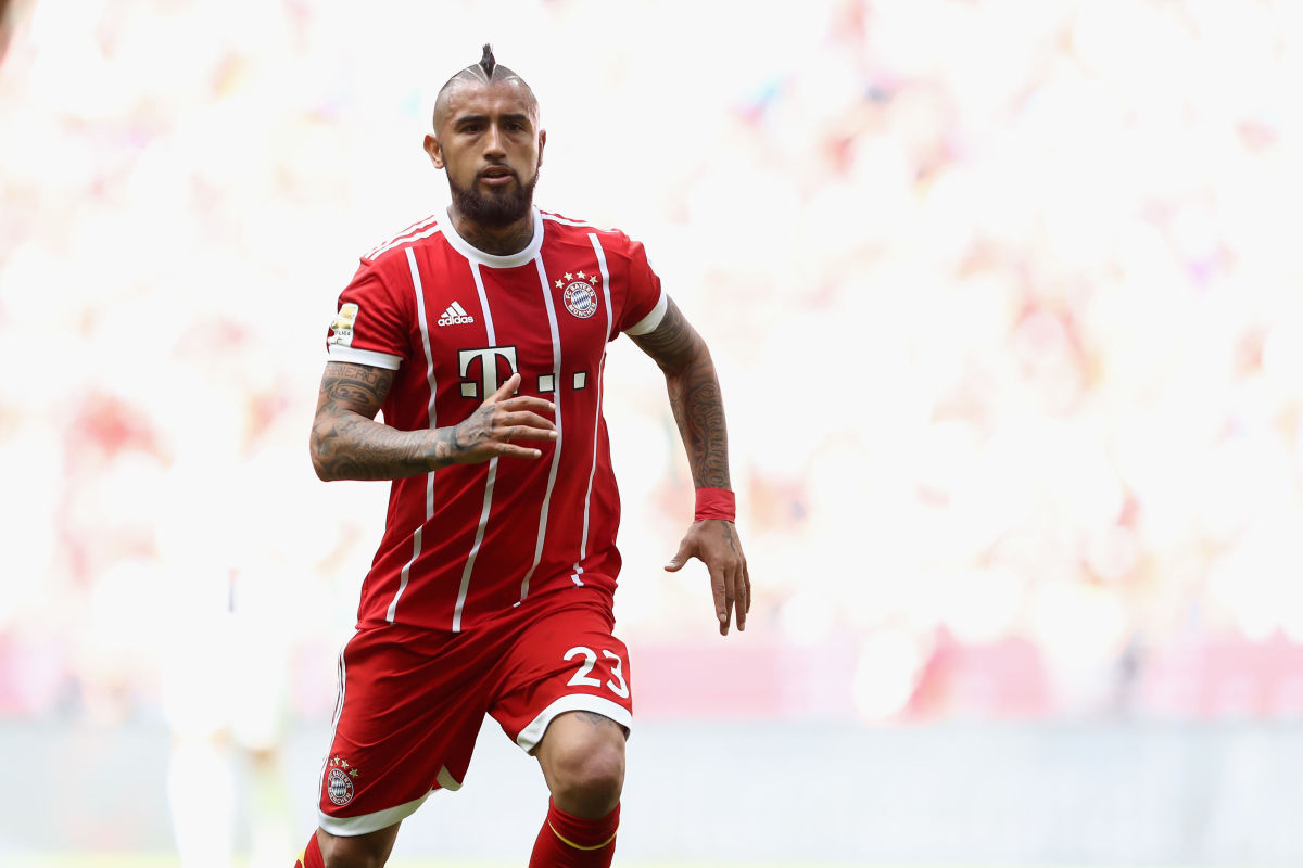 MUNICH, GERMANY - MAY 20:  Arturo Vidal of Bayern Muenchen looks on during the Bundesliga match between Bayern Muenchen and SC Freiburg at Allianz Arena on May 20, 2017 in Munich, Germany.  (Photo by Alexander Hassenstein/Bongarts/Getty Images)