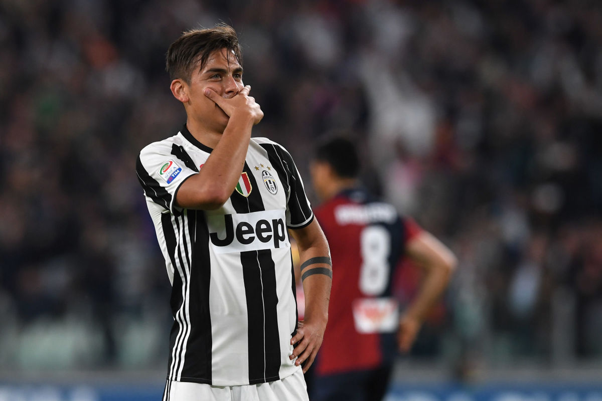 TURIN, ITALY - APRIL 23:  Paulo Dybala of Juventus FC celebrates a goal during the Serie A match between Juventus FC and Genoa CFC at Juventus Stadium on April 23, 2017 in Turin, Italy.  (Photo by Valerio Pennicino/Getty Images)