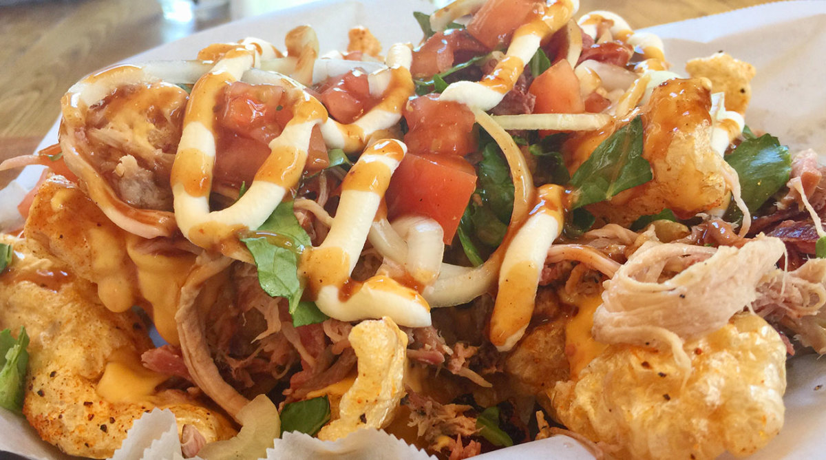 Pork rind nachos from Two Brothers.