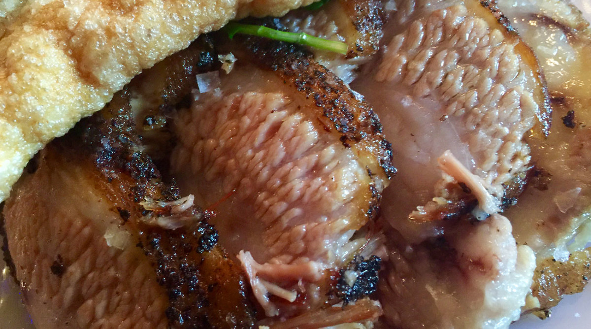 The pork jowl from Mission Chinese. 